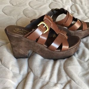 Kork-Ease Brown Wedge Heel Sandal Size 8